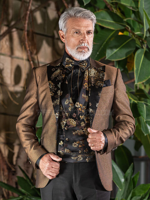 Blazer da uomo bronzo lamé per eventi di lusso