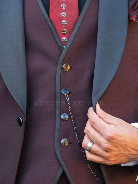 Gilet 4 bottoni in misto lana mohair bordeaux