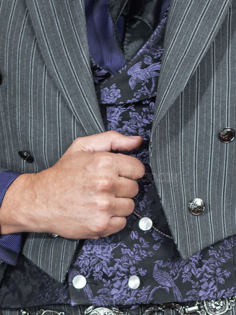 Gilet doppiopetto pura seta nero viola