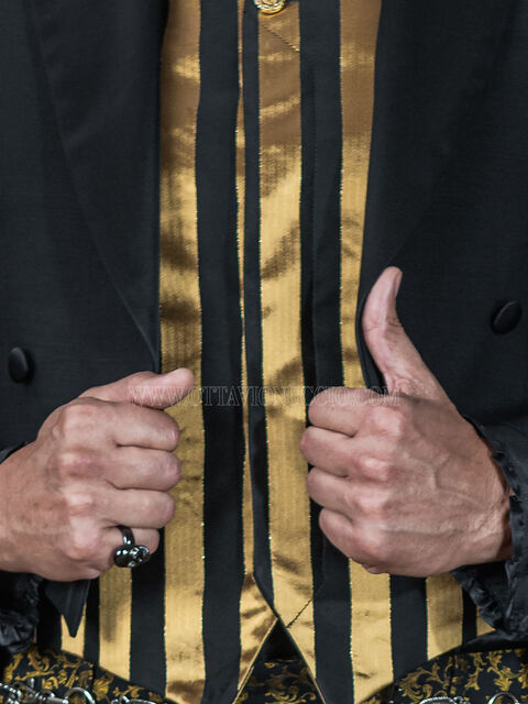 Gilet in tessuto a righe nero e oro