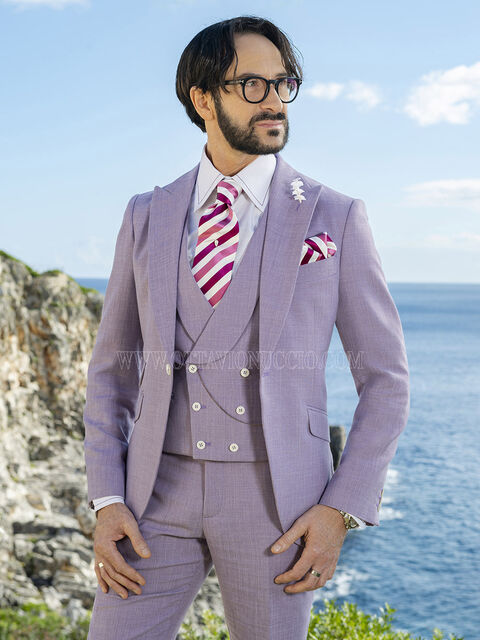 Abito Tre Pezzi Sartoriale in Misto Lino – Lavanda