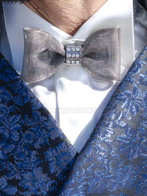 Papillon ottone color argento strass crystal
