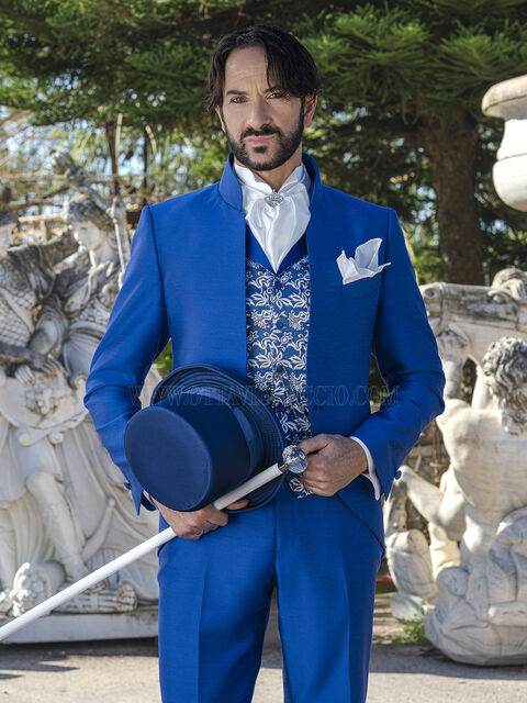 Abito Sposo Coreana in Shantung Blu Royal