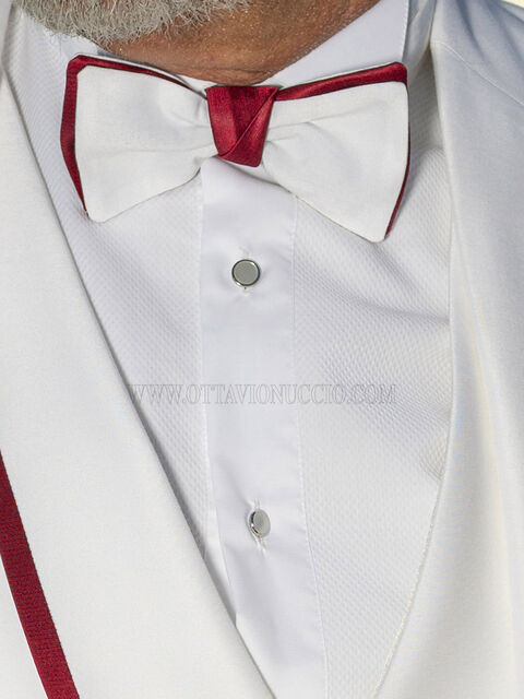 Papillon bicolore bianco nodo rosso