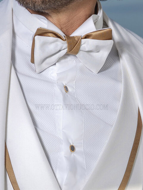 Papillon bicolore bianco nodo oro