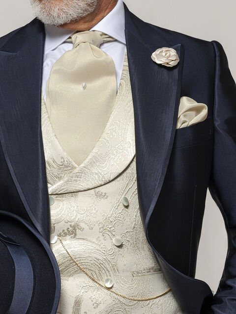 Gilet doppiopetto broccato avorio