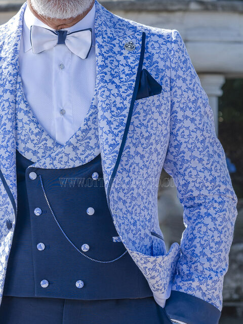 Gilet doppiopetto sciallato blu royal