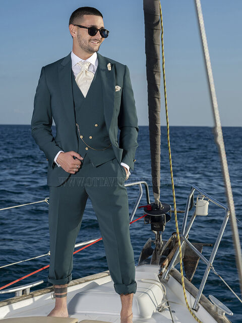 Abito da Sposo Verde Petrolio Luxury – Sartoria Italiana