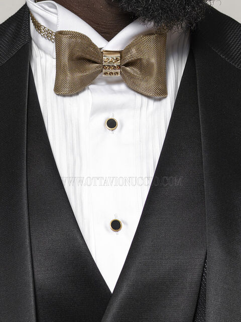 Papillon ottone dorato con strass oro